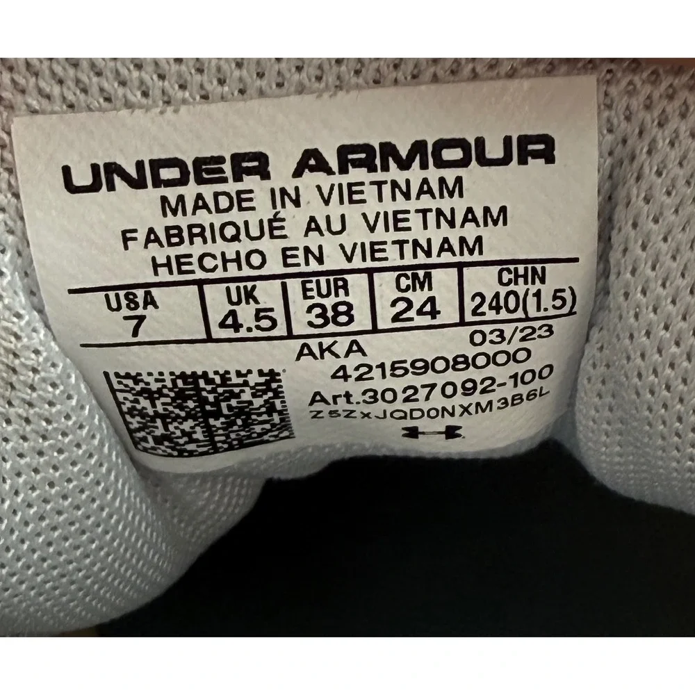 Under Armour Charged Assert 10 Women Grey Blue Running Shoes 3027092-100 Size 7